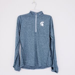 NIKE Michigan State Spartans Green Half Zip Pullover Athletic Top Size Medium